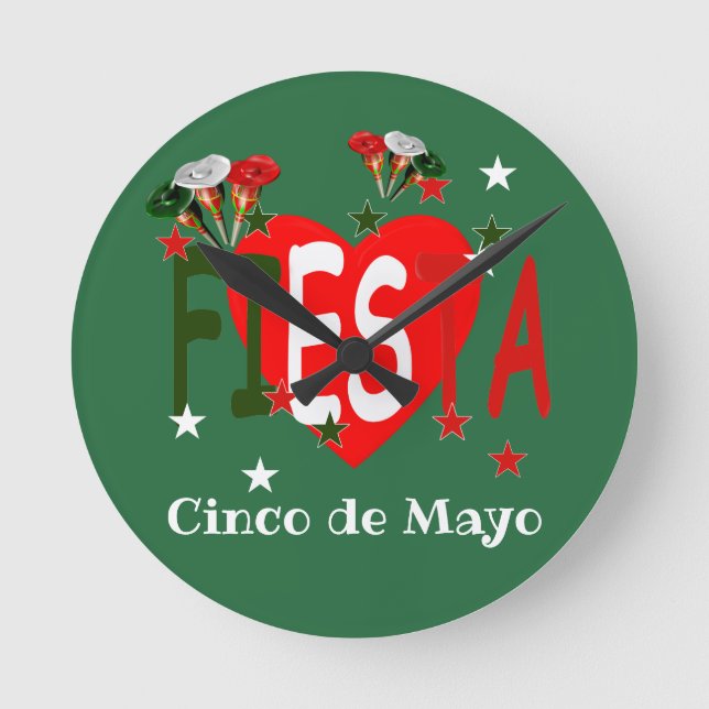 Cinco de mayo ,fiesta mexican round clock (Front)