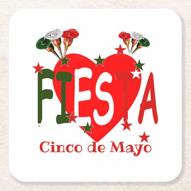 Cinco de mayo ,fiesta mexican square paper coaster (Front)