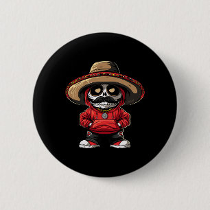 Cinco De Mayo Fiesta Mexico Skeleton Party Sombrer 6 Cm Round Badge