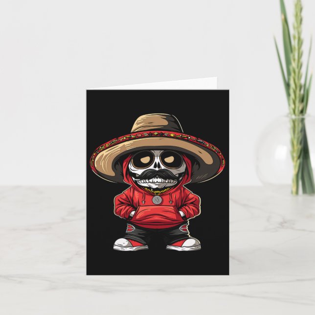 Cinco De Mayo Fiesta Mexico Skeleton Party Sombrer Card (Front)