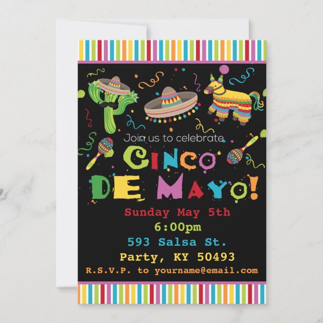 Cinco De Mayo Fiesta Party Invitation (Front)