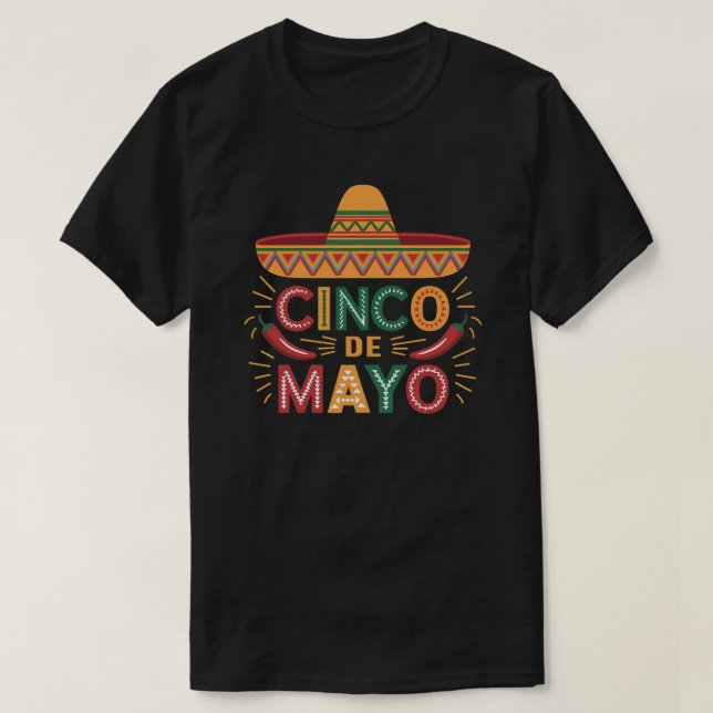 Cinco de Mayo Fiesta Sombrero T-Shirt (Design Front)