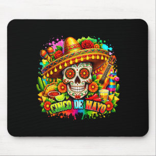 Cinco de mayo fiesta sombreros mexican sugar skull mouse mat