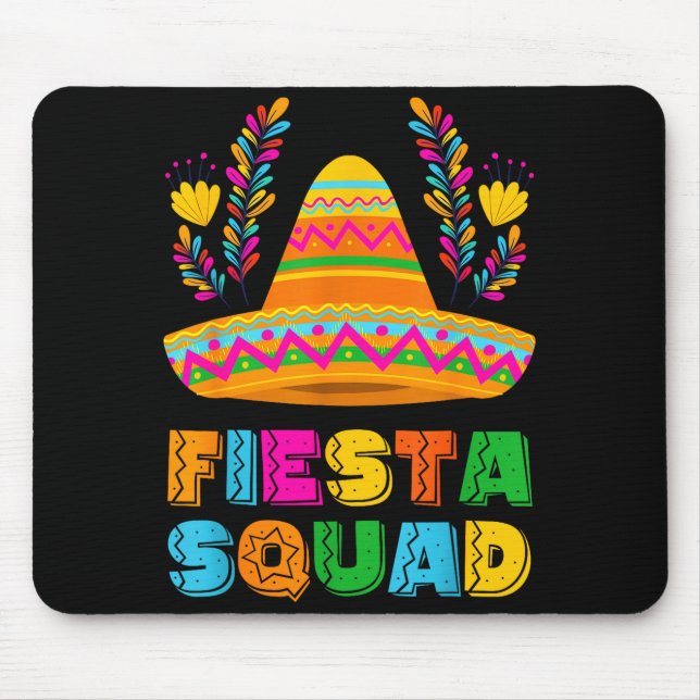 Cinco de mayo fiesta squad family matching group mouse mat (Front)