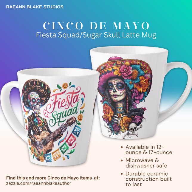 Cinco de Mayo Fiesta Squad Sugar Skull Latte Mug (Creator Uploaded)