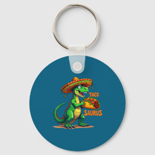 Cinco de mayo fiesta t-rex sombrero tacosaurus key ring
