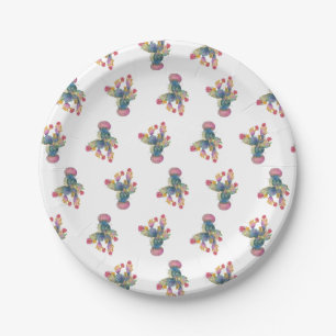 Cinco de Mayo Fiesta Watercolor Cactus Paper Plate