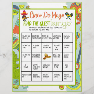 Cinco De Mayo Find The Guest Bingo Game Custom Letterhead