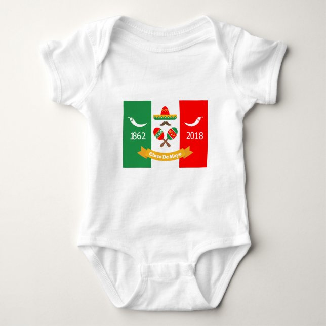 Cinco De Mayo flags Baby Bodysuit (Front)