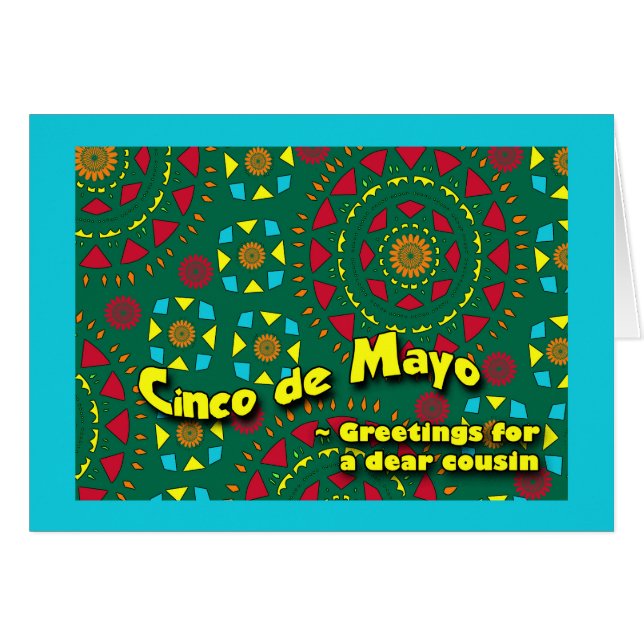 Cinco de Mayo for Cousin, Colourful Mosaic (Front Horizontal)