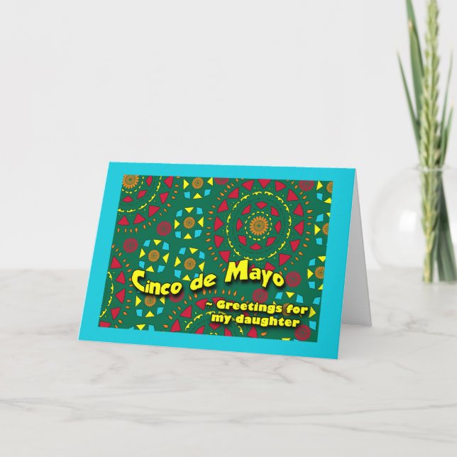 Cinco de Mayo for Daughter, Colourful Mosaic Card (Front)