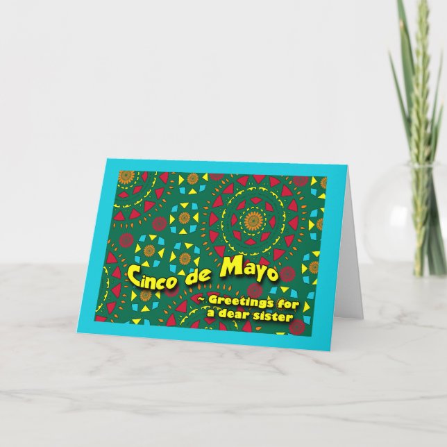 Cinco de Mayo for Sister, Colourful Mosaic Card (Front)