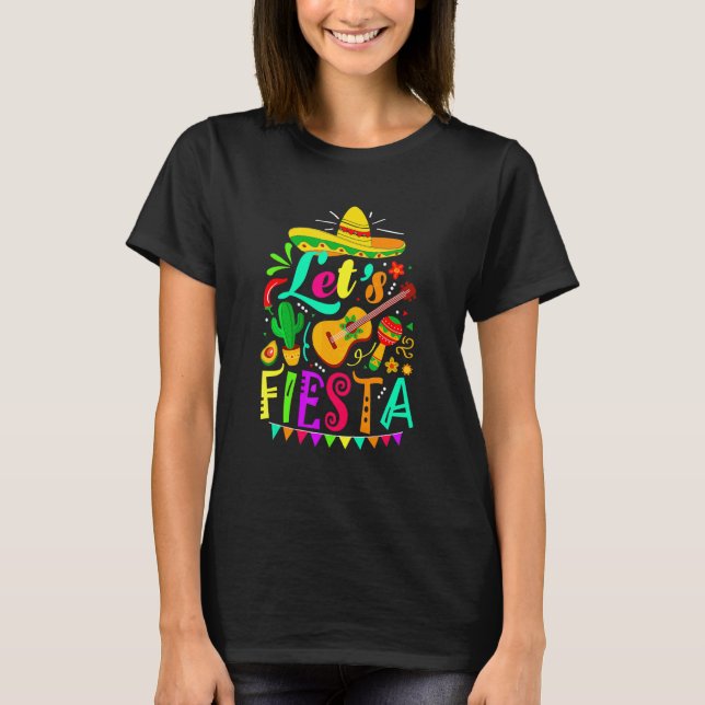 Cinco De Mayo  For Women Men Mexican Guitar Cactus T-Shirt (Front)