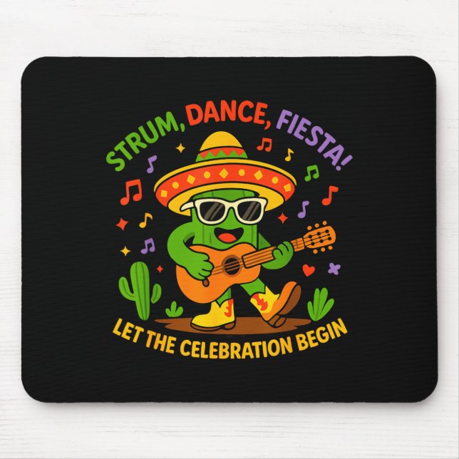 Cinco de mayo funny cactus sombrero strum danceCin Mouse Mat (Front)