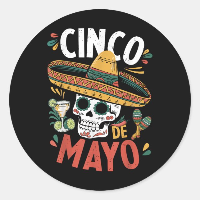 Cinco De Mayo Funny Camisa Mexican Sombrero Fiesta Classic Round Sticker (Front)
