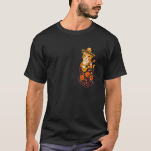 Cinco De Mayo Funny Cat in Pocket with Sombrero an T-Shirt
