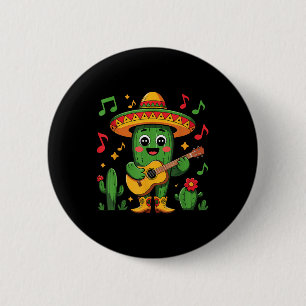 Cinco De Mayo Funny Catus With Sombrero Hat And Gu 6 Cm Round Badge