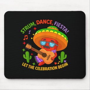 Cinco de mayo funny chilli pepper sombrero strum mouse mat