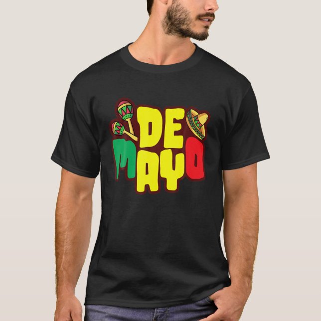 Cinco De Mayo Funny Hand Print Mexican Hat T-Shirt (Front)