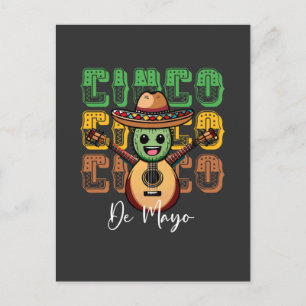 Cinco De Mayo Funny Mexican Cactus  Playing Guitar Postcard