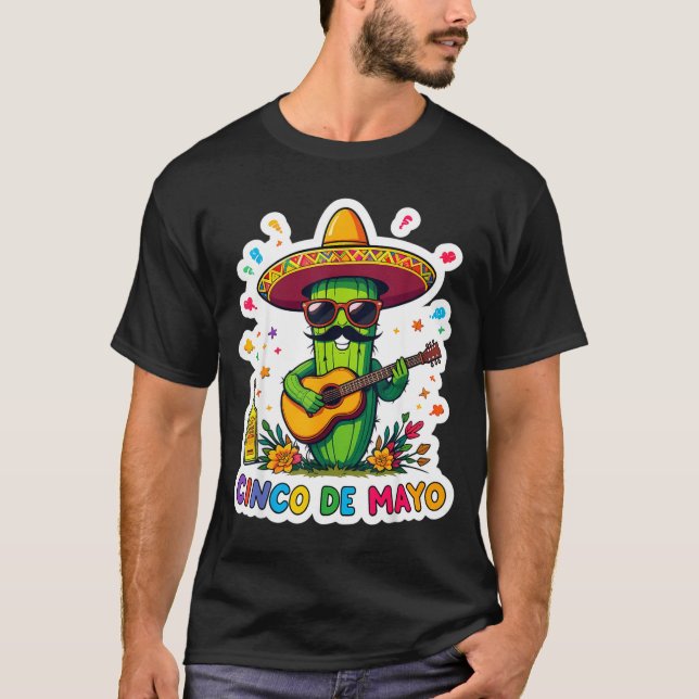 Cinco de mayo funny mexican cactus sunglassesCinco T-Shirt (Front)