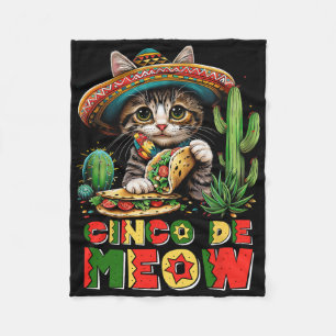 Cinco De Mayo Funny Mexican Cat Sombrero Poncho Me Fleece Blanket