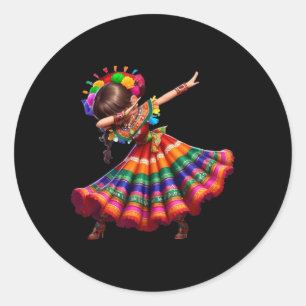 Cinco De Mayo Funny Mexican Dabbing Woman Cinco De Classic Round Sticker