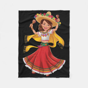 Cinco De Mayo Funny Mexican Dabbing Woman Cinco De Fleece Blanket