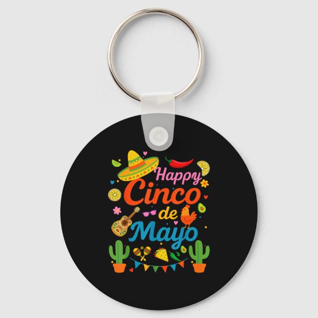 Cinco de mayo funny mexican fiesta party 5 de mayo key ring (Front)