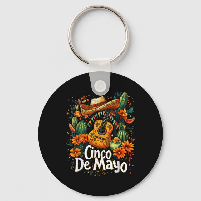 Cinco De Mayo - Funny Mexican Poncho Fiesta Party  Key Ring (Front)