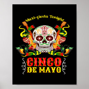 Cinco de mayo funny sugar skull holiday party humo poster