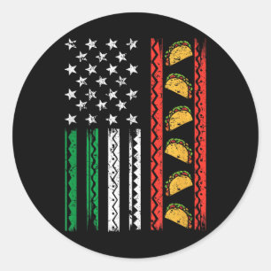Cinco De Mayo Funny Tacos Grunge American Flag Classic Round Sticker