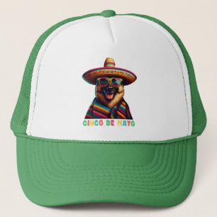 Cinco De Mayo German Shepherd With Poncho Sombrero Trucker Hat