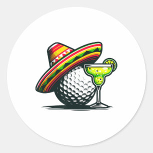 Cinco De Mayo Golf Ball With Sombrero And Margarit Classic Round Sticker