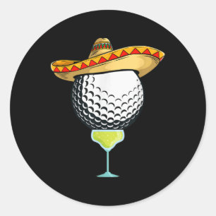 Cinco De Mayo Golf Ball With Sombrero And Margarit Classic Round Sticker
