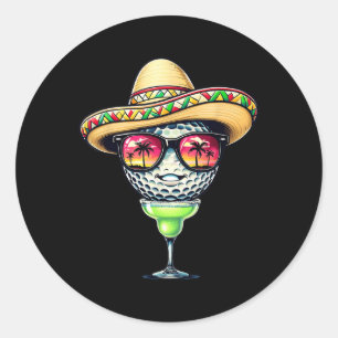 Cinco De Mayo Golf Ball With Sombrero Margarita Go Classic Round Sticker
