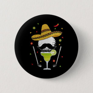 Cinco De Mayo Golf Byl With Sombrero And Margarita 6 Cm Round Badge