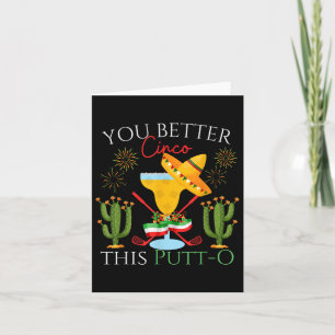 Cinco De Mayo Golf Golfer Drinking Margaritas Tequ Card