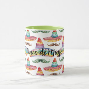 Cinco de Mayo Green Brown Moustaches Mug