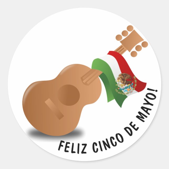 Cinco De Mayo Guitar Classic Round Sticker (Front)