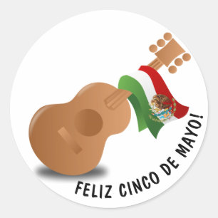 Cinco De Mayo Guitar Classic Round Sticker