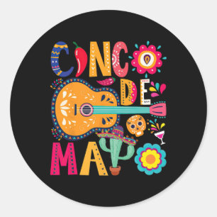 Cinco De Mayo Guitar Party Mexican Fiesta Happy 5 Classic Round Sticker