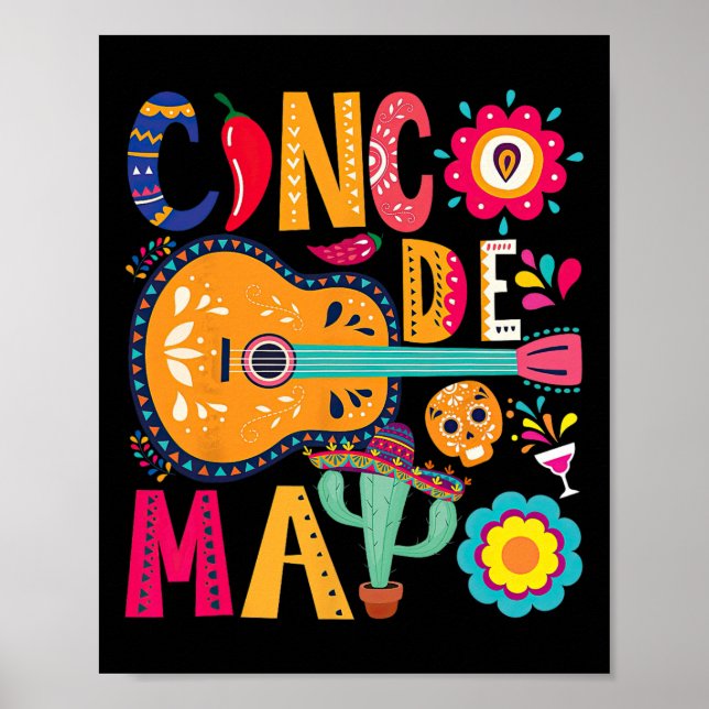 Cinco De Mayo Guitar Party Mexican Fiesta Happy 5  Poster (Front)