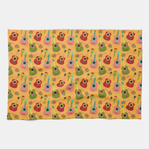 Cinco de Mayo Guitars Maracas Fiesta Mexico Tea Towel
