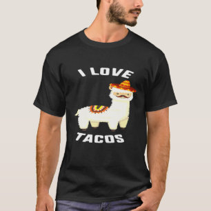 Cinco De Mayo I Love Tacos Llama Sombrero Moustach T-Shirt