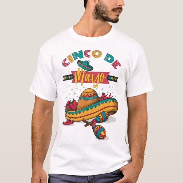 Cinco De Mayo Illustration, 1/2 T-Shirt (Front)