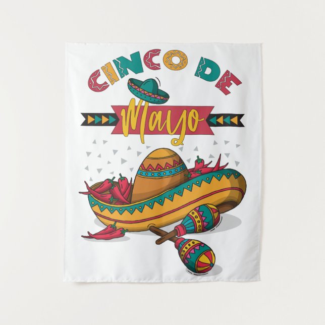 Cinco De Mayo Illustration, 1/2 Tapestry (Front)
