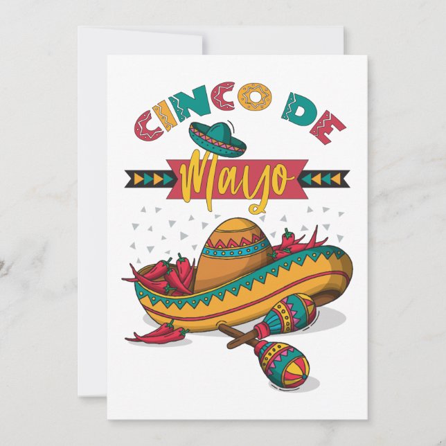Cinco De Mayo Illustration, 1/2 Thank You Card (Front)