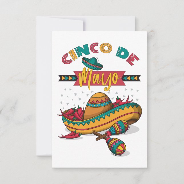 Cinco De Mayo Illustration, 1/2 Thank You Card (Front)