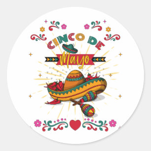Cinco De Mayo Illustration, 2/2 Classic Round Sticker